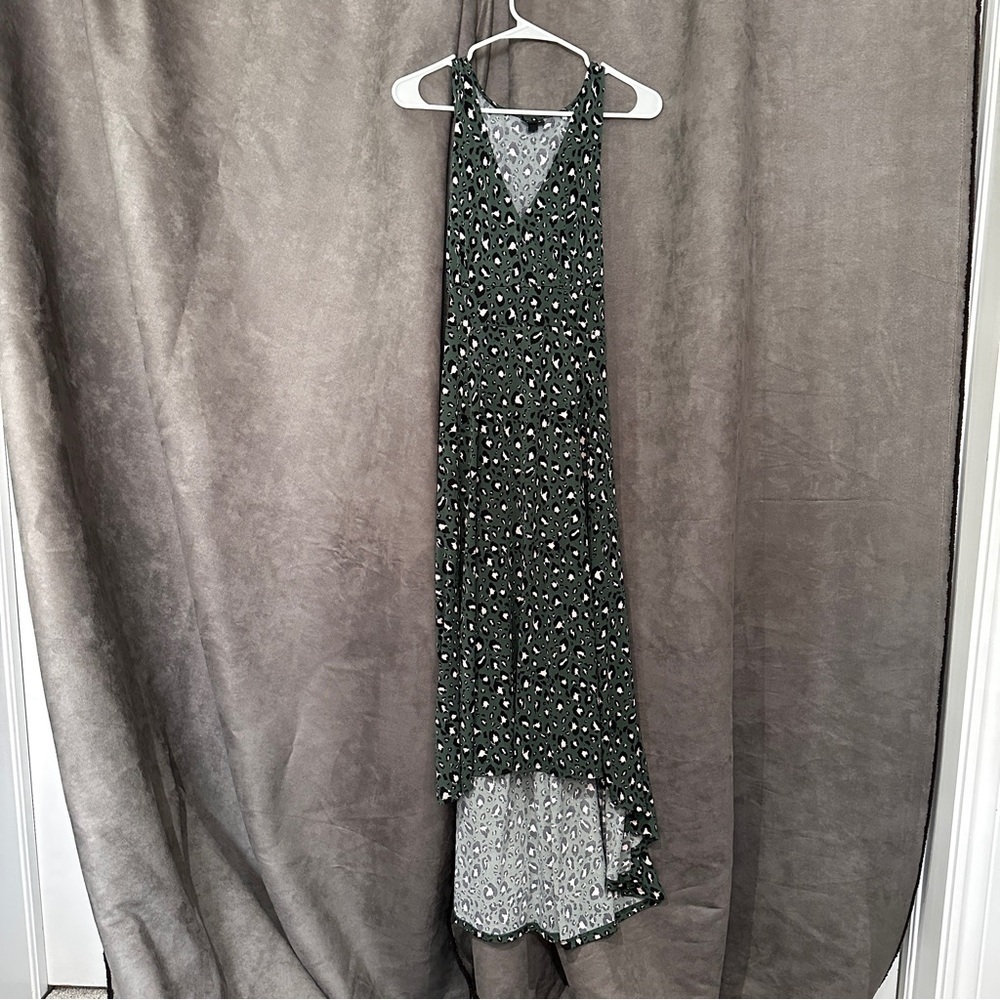 Torrid Studio Knit Wrap Dress Stretch Hi-Lo Glam Green Leopard 00 (US 10) Glam - Picture 12 of 15